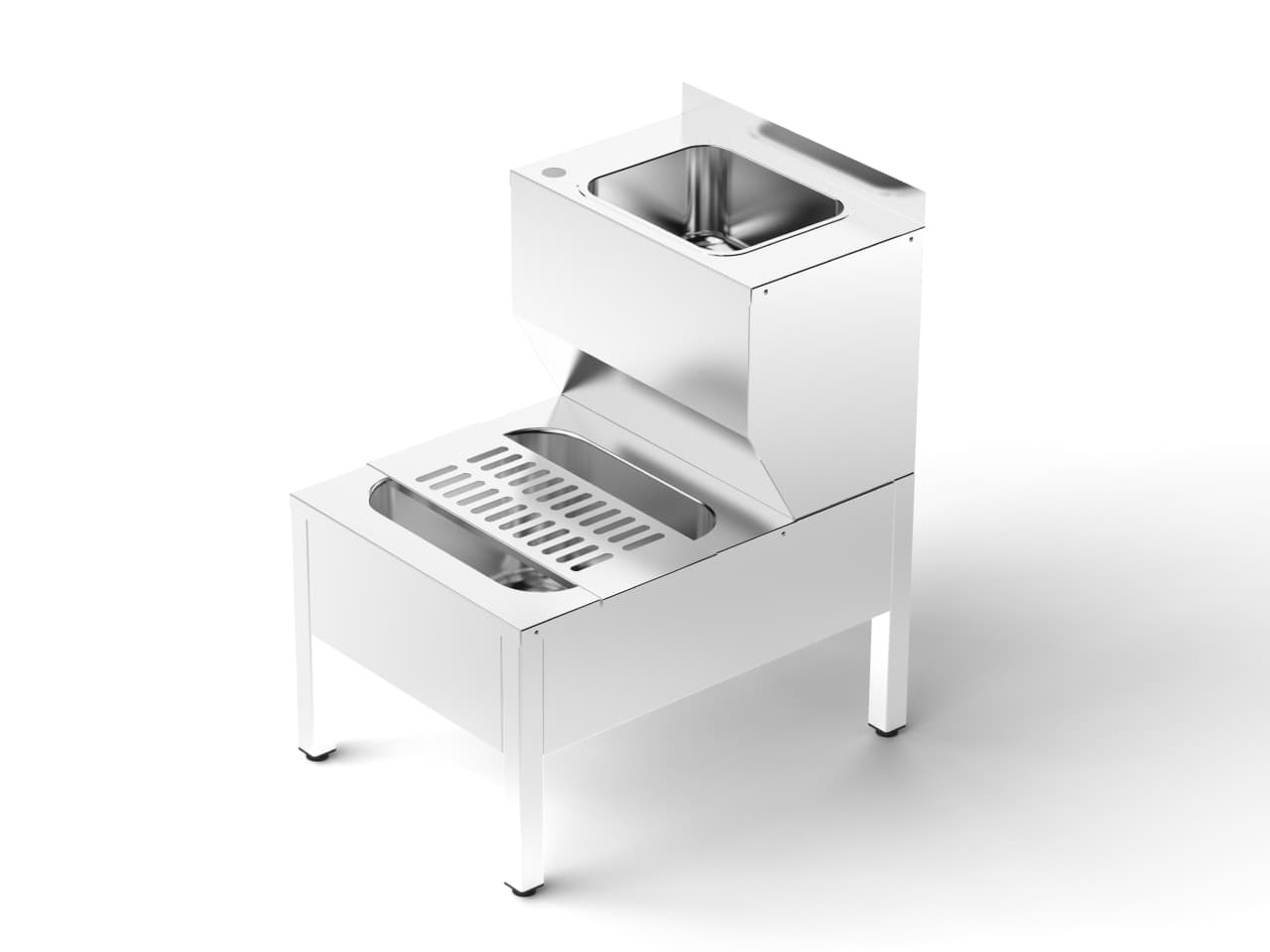 Ванна моповая ВмопБ с двумя цельнотянутыми ёмкостями и решёткой