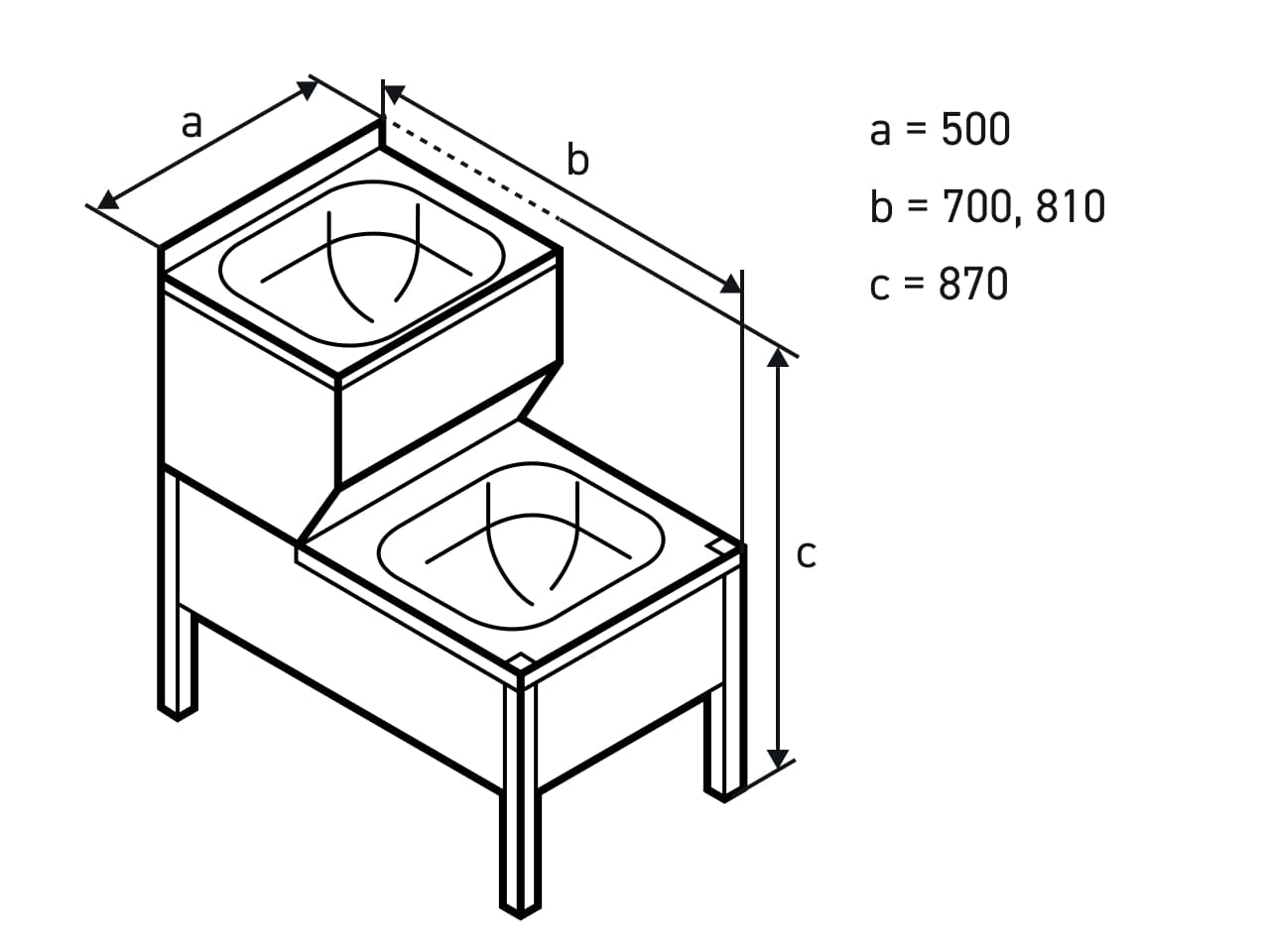 Размеры моповых ванн ВмопБ с двумя ёмкостями